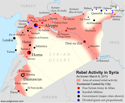 Map of Syria Uprising