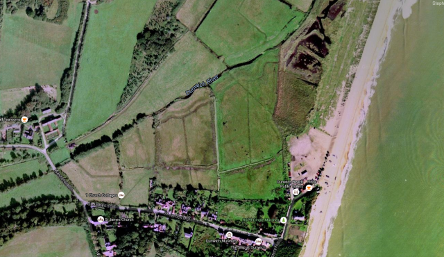 View of Dunwich and old markings from space.