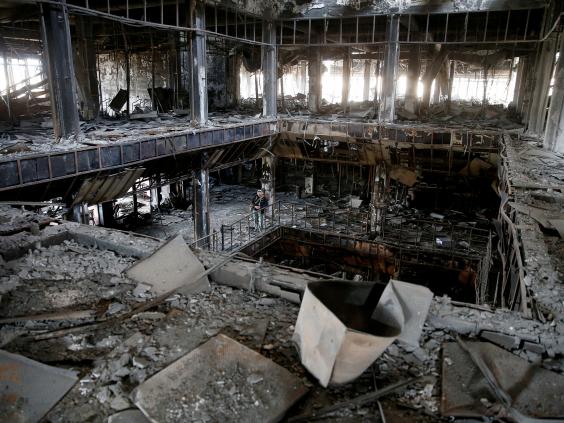 The destroyed library in Mosul.