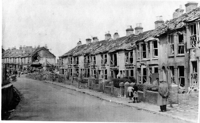 A street in Cowes with 'moderate' bomb damage.