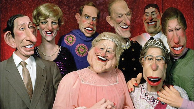 The Royal Family as they appeared in Spitting Image in the 1980's